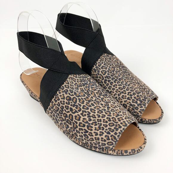 GENTLE SOULS KENNETH COLE Lily Sandal X Cross Elastic 7.5 Tan Fossil Leopard NIB - Picture 5 of 11